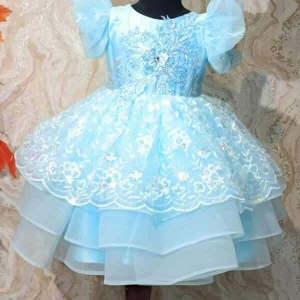 Transform Your Little Girl into a Fairytale Princess with Our Ice Blue Floral Lace Dress